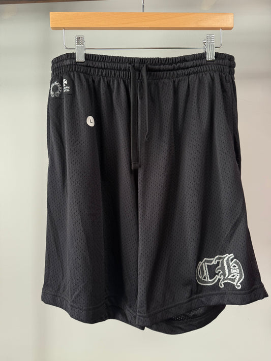 Chrome Hearts Black & White Logo Mesh Shorts