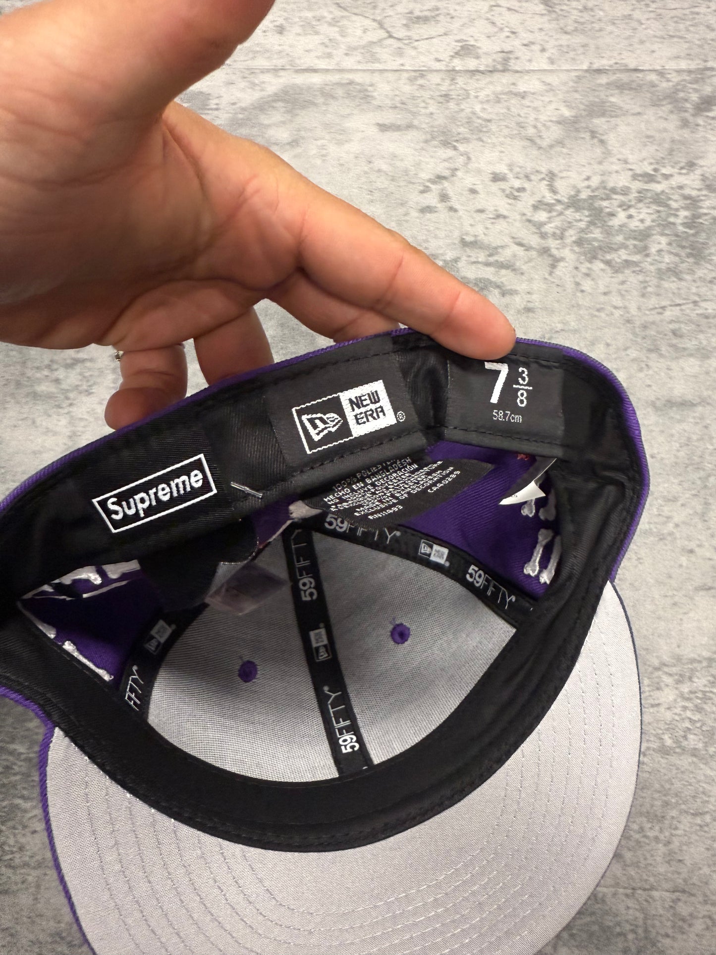 Supreme Bones Box Logo New Era 59Fifty Fitted Hat - Purple