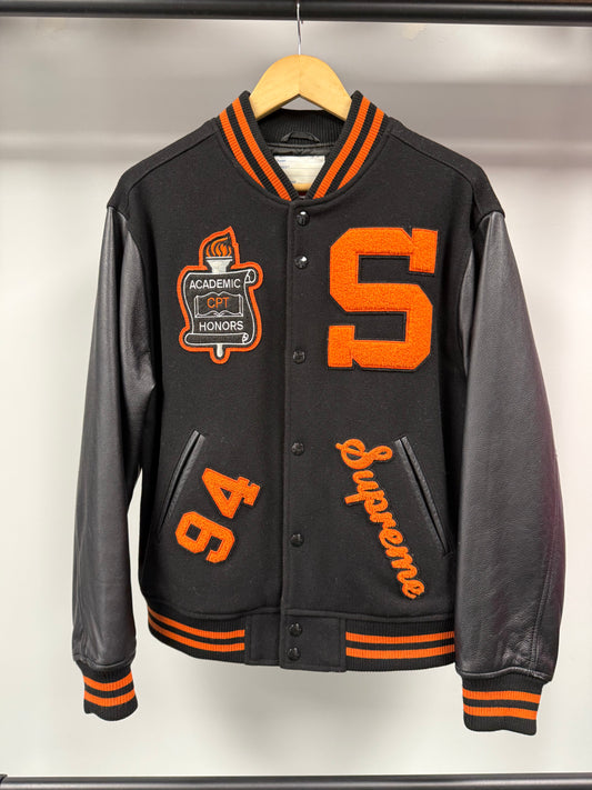 Supreme Team Varsity Jacket - Black/Orange - M