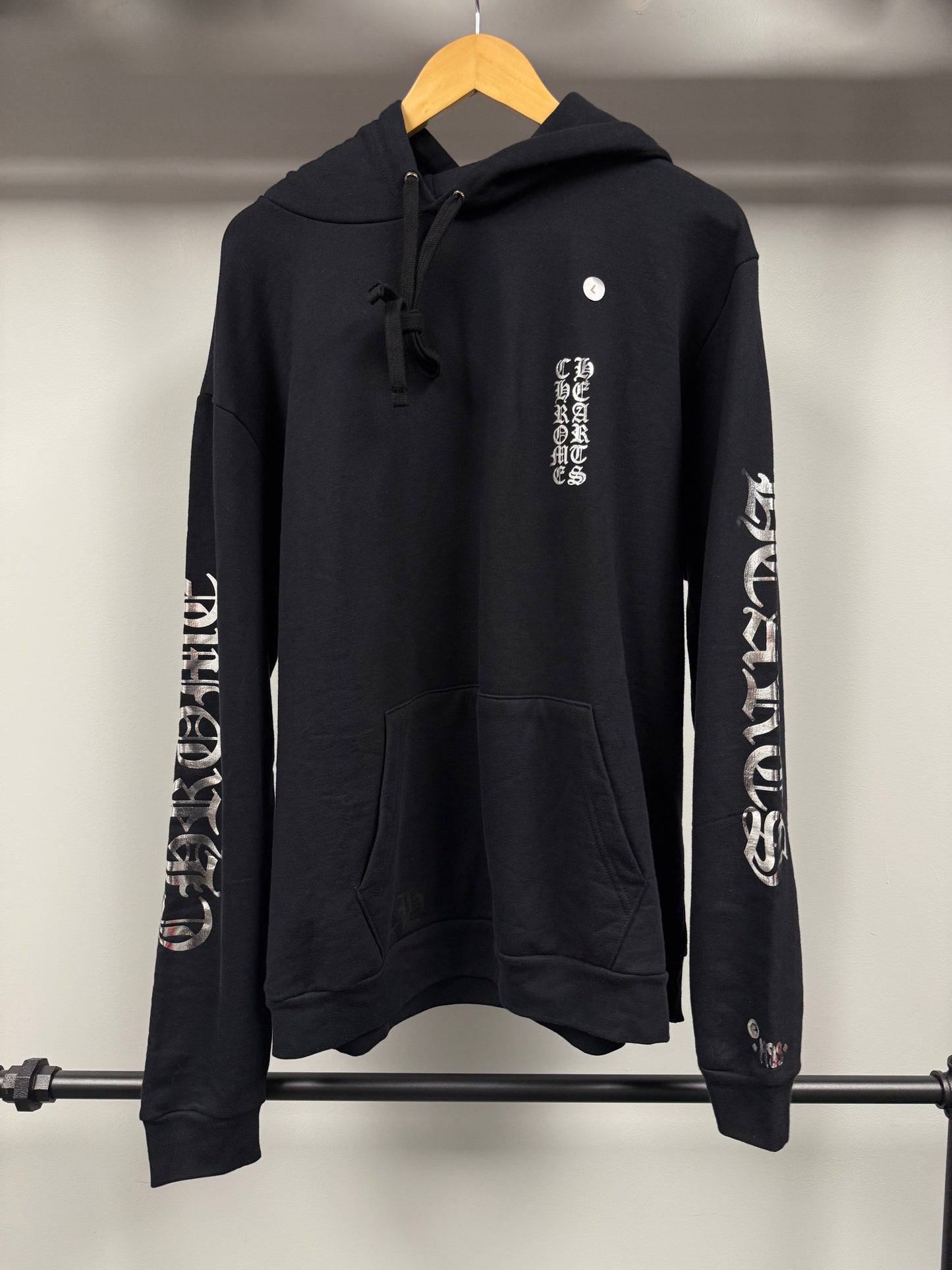 Chrome Hearts “1988 Metallic Silver Foil” Black Hoodie - L