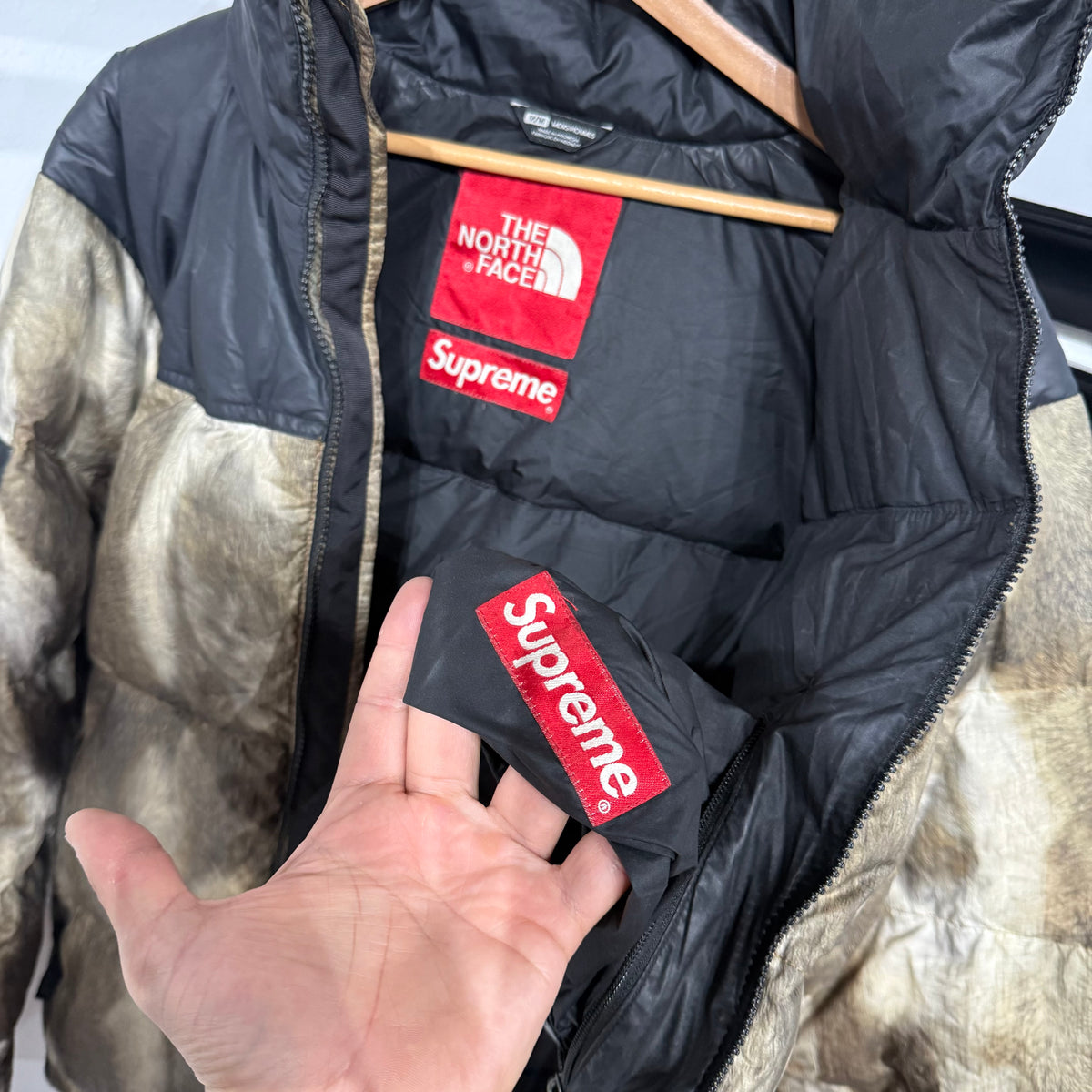 Supreme x The North Face ur Print Nuptse Brown