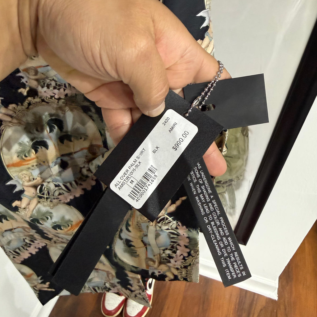 Amiri All Over Palm Bowling Shirt 'Black' - Size M