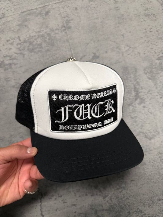 Chrome Hearts “Fuck” Hollywood Trucker - White