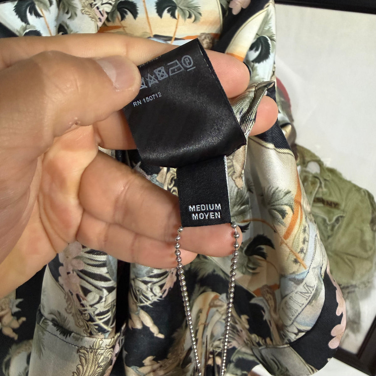 Amiri All Over Palm Bowling Shirt 'Black' - Size M