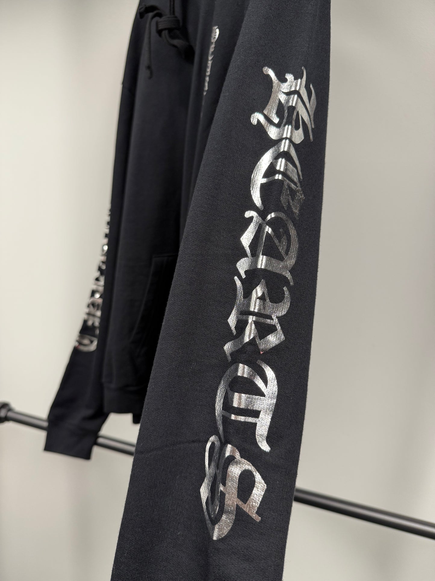 Chrome Hearts “1988 Metallic Silver Foil” Black Hoodie - L