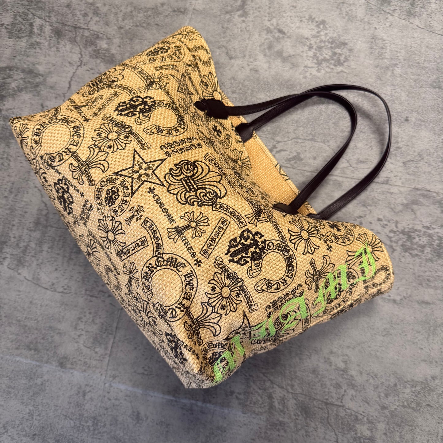 Chrome Hearts Large "Art Basel Exclusive" Straw Beach Bag