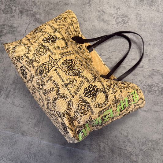 Chrome Hearts Large "Art Basel Exclusive" Straw Beach Bag