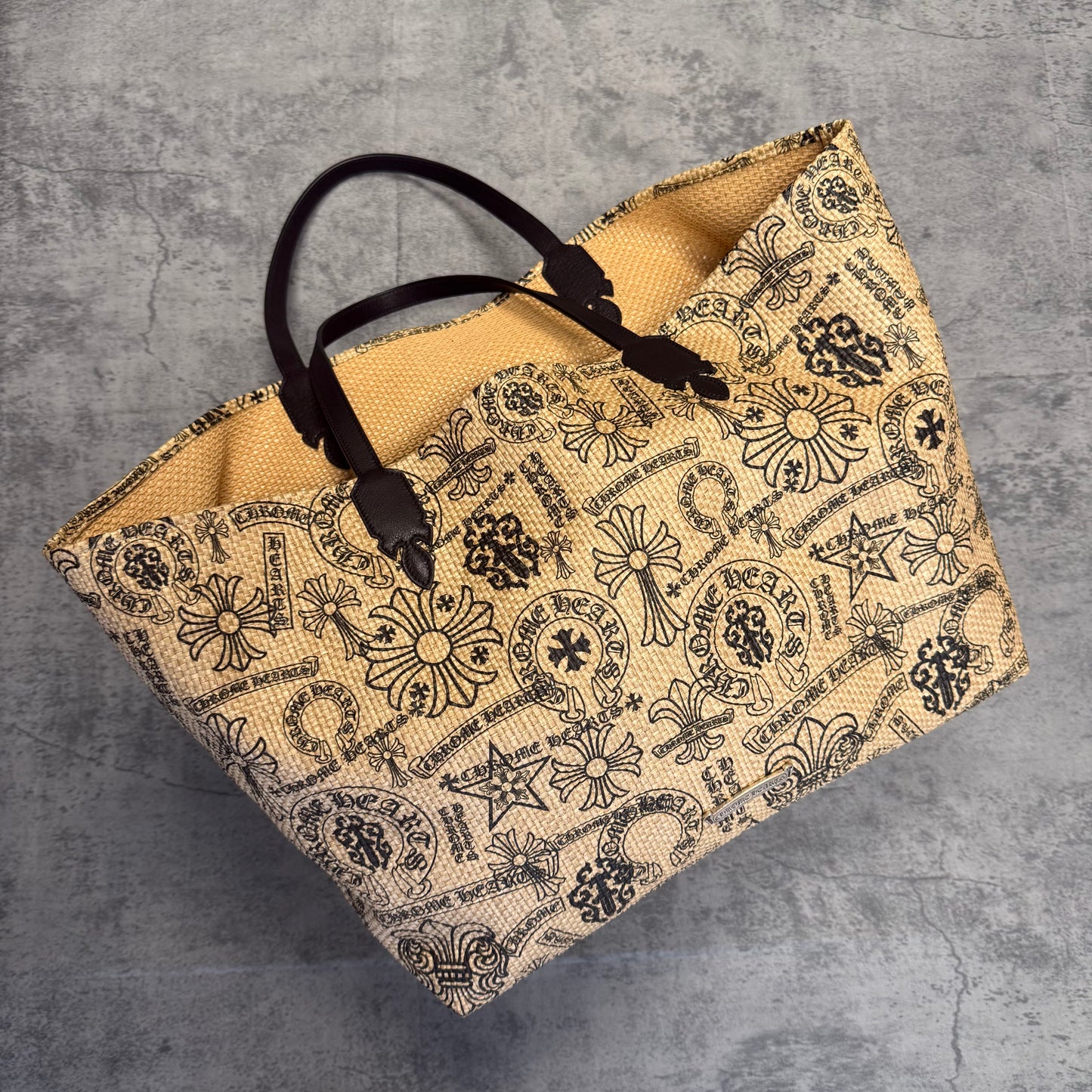 Chrome Hearts Large "Art Basel Exclusive" Straw Beach Bag