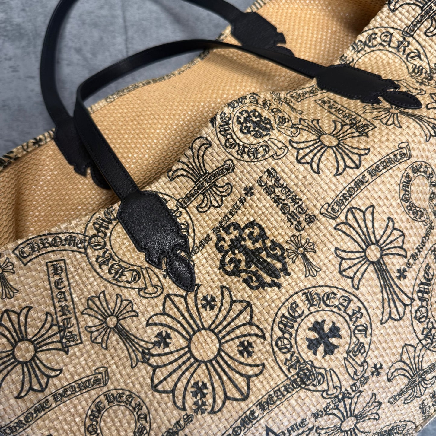 Chrome Hearts Large "Art Basel Exclusive" Straw Beach Bag