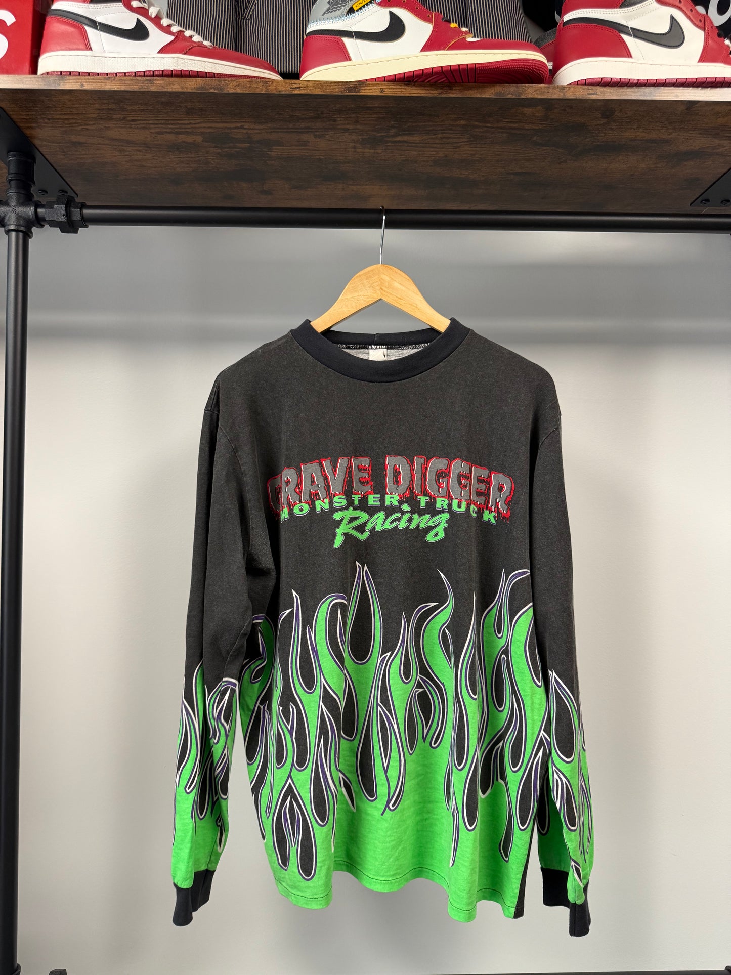 90s Grave Digger Racing Flames Long Sleeve - L