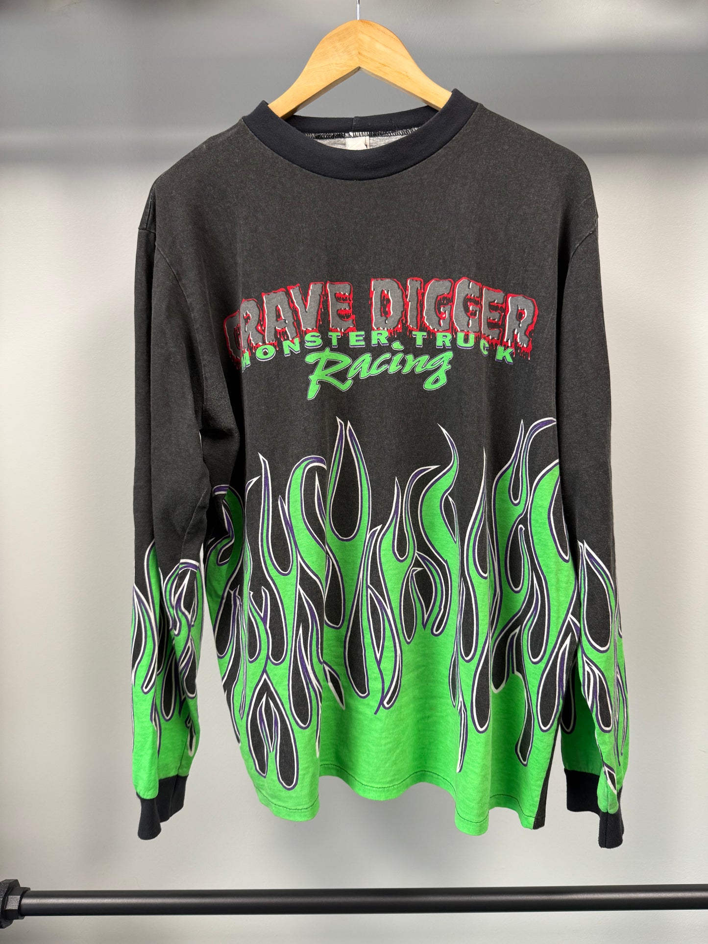 90s Grave Digger Racing Flames Long Sleeve - L