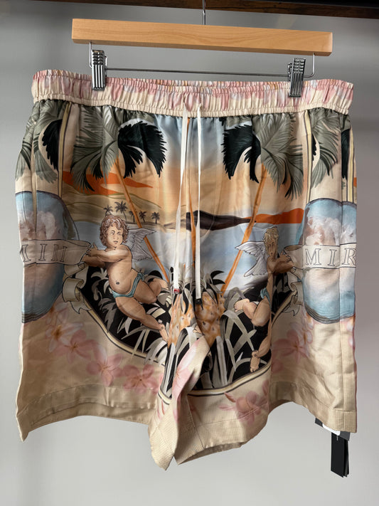 Amiri Silk Cherub Drawstring Shorts - 2XL