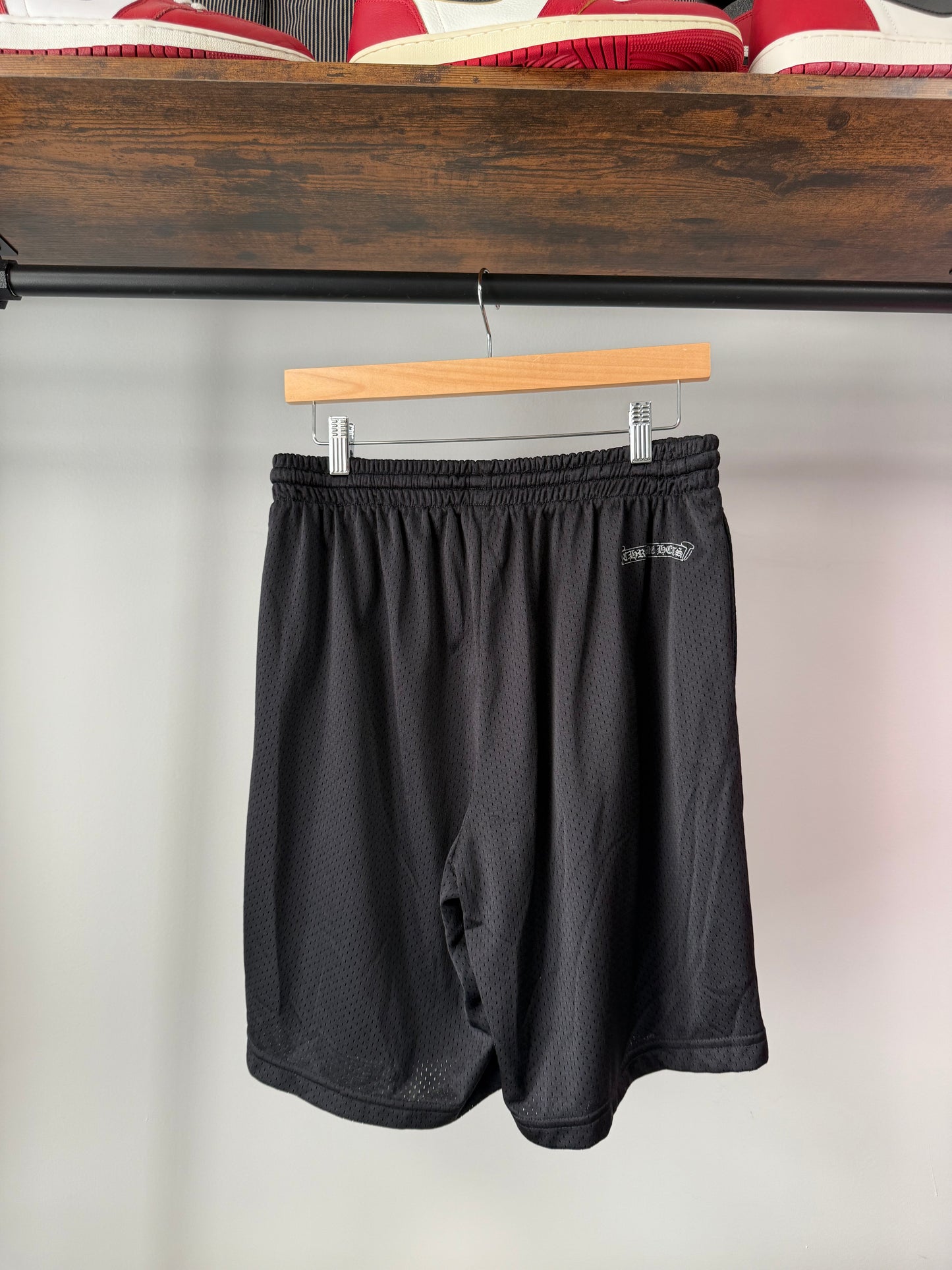 Chrome Hearts Black & White Logo Mesh Shorts