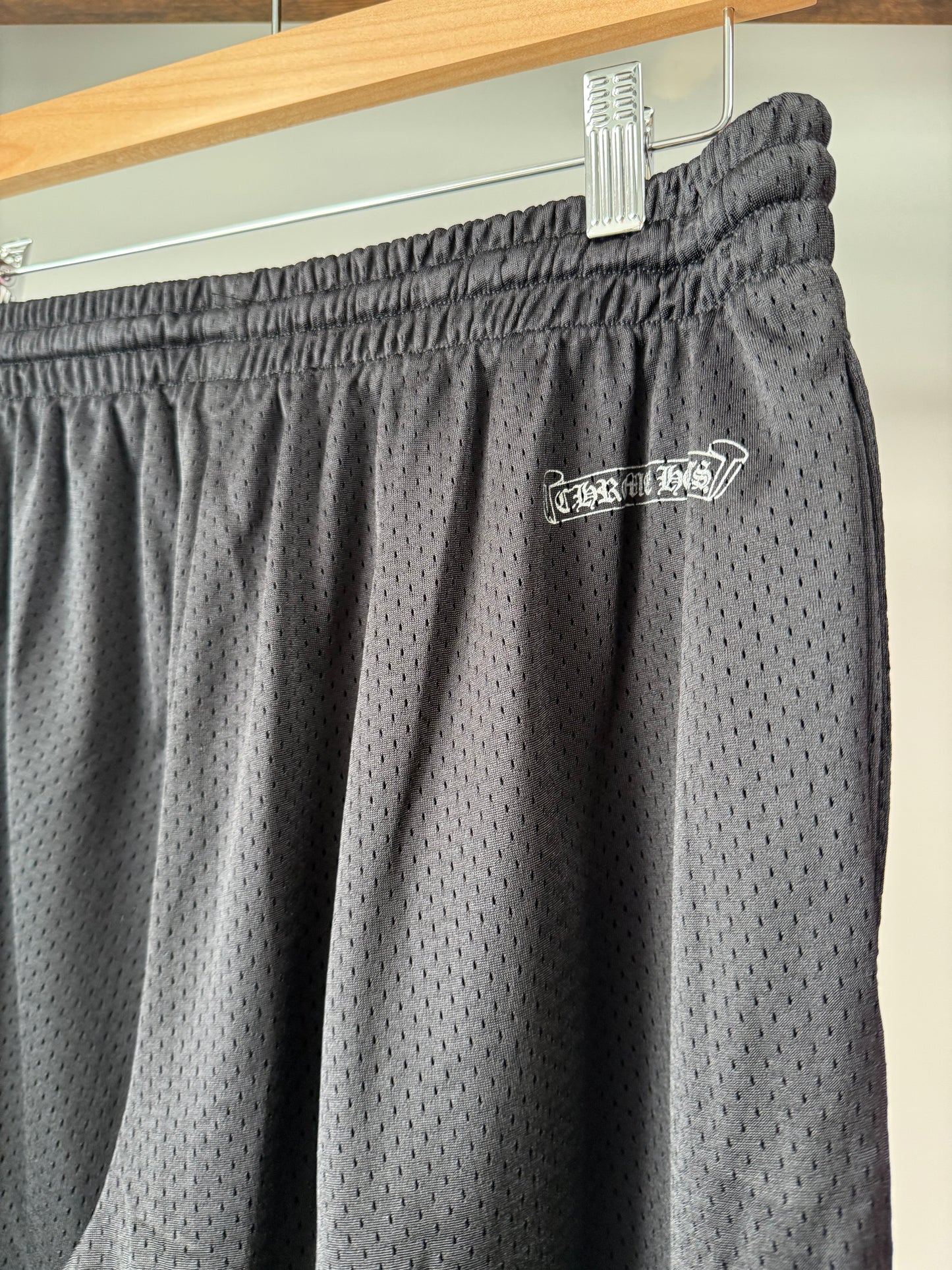 Chrome Hearts Black & White Logo Mesh Shorts