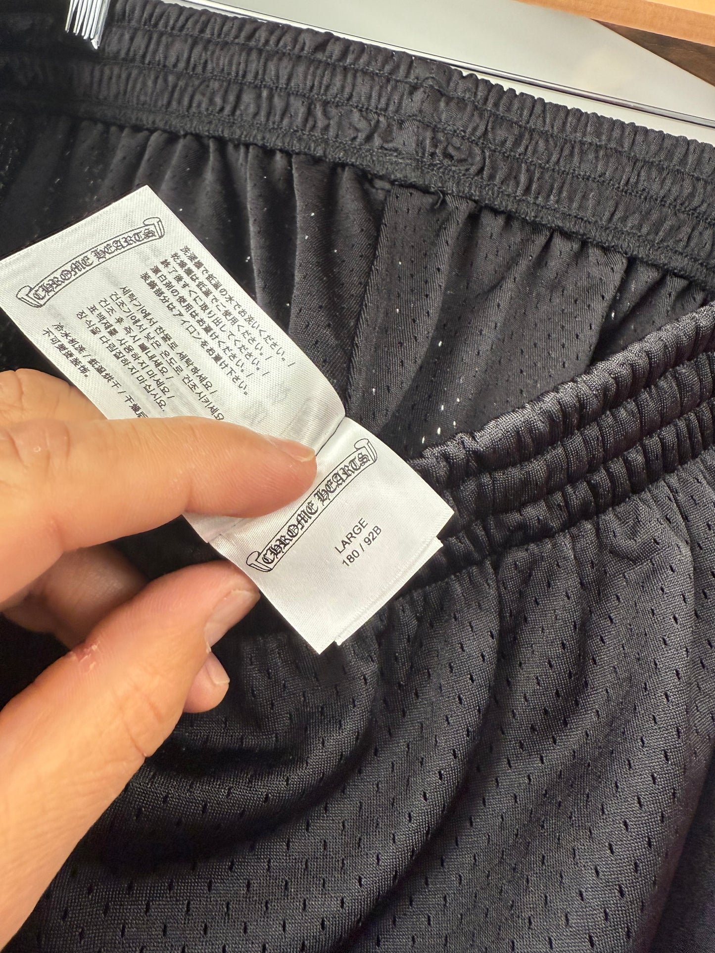 Chrome Hearts Black & White Logo Mesh Shorts