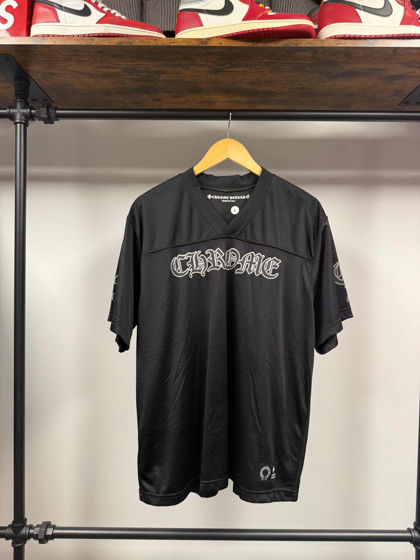 Chrome Hearts Black & White Logo Mesh Jersey - L