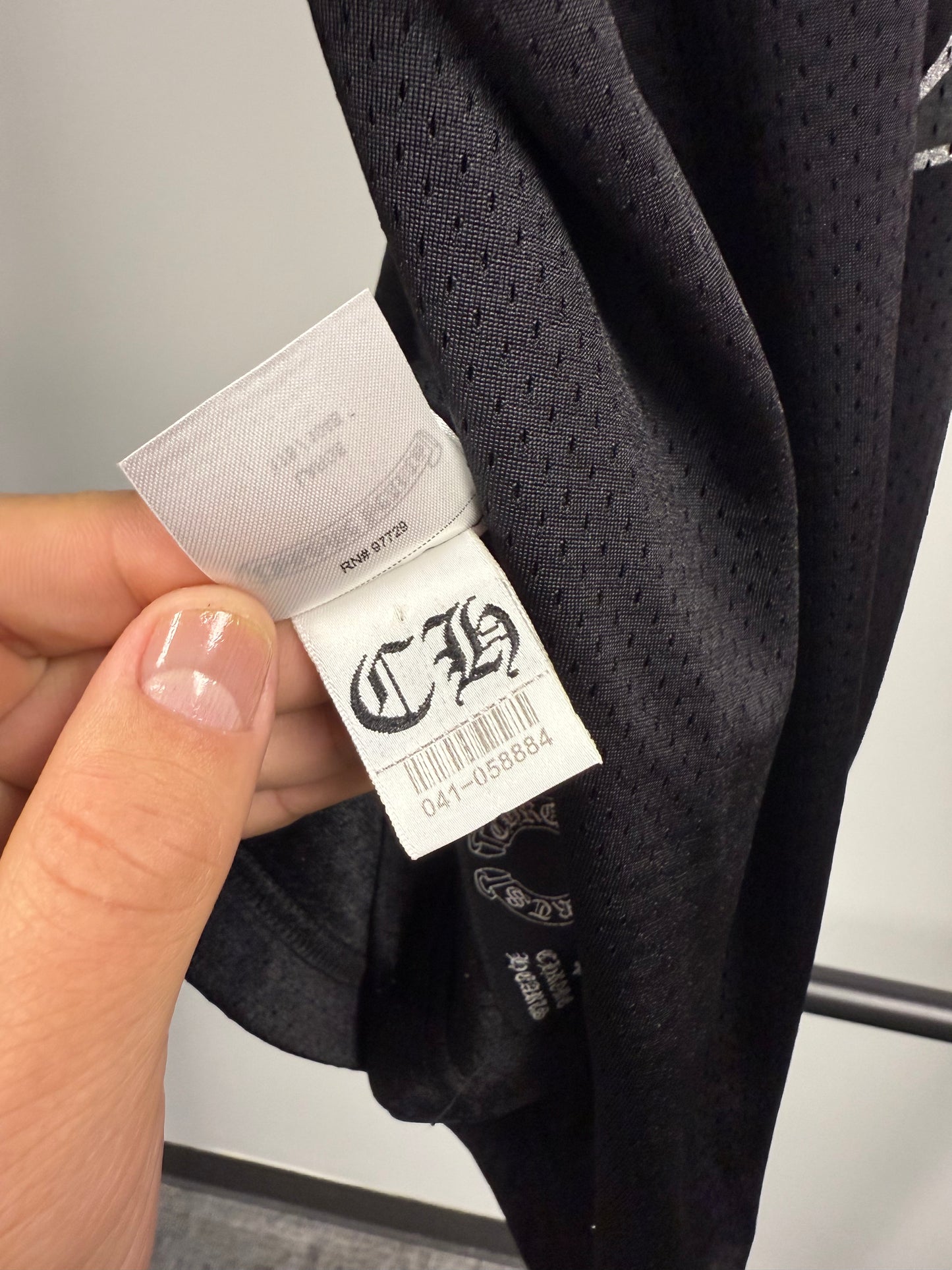 Chrome Hearts Black & White Logo Mesh Jersey - L