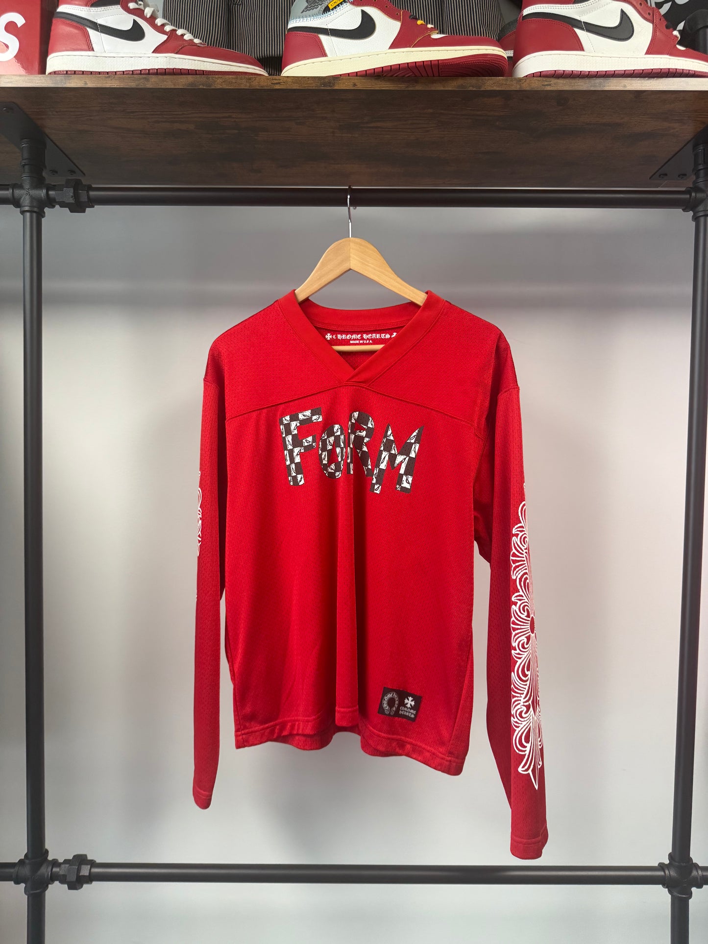 Chrome Hearts x Matty Boy "Form" Mesh Stadium Longsleeve Jersey Red - XS