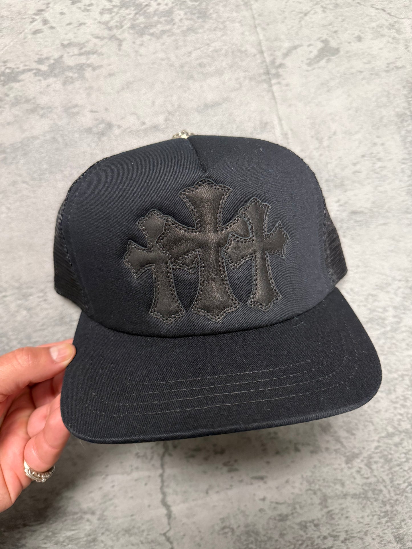 Chrome Hearts Cemetery Cross Patch Trucker Hat - OS