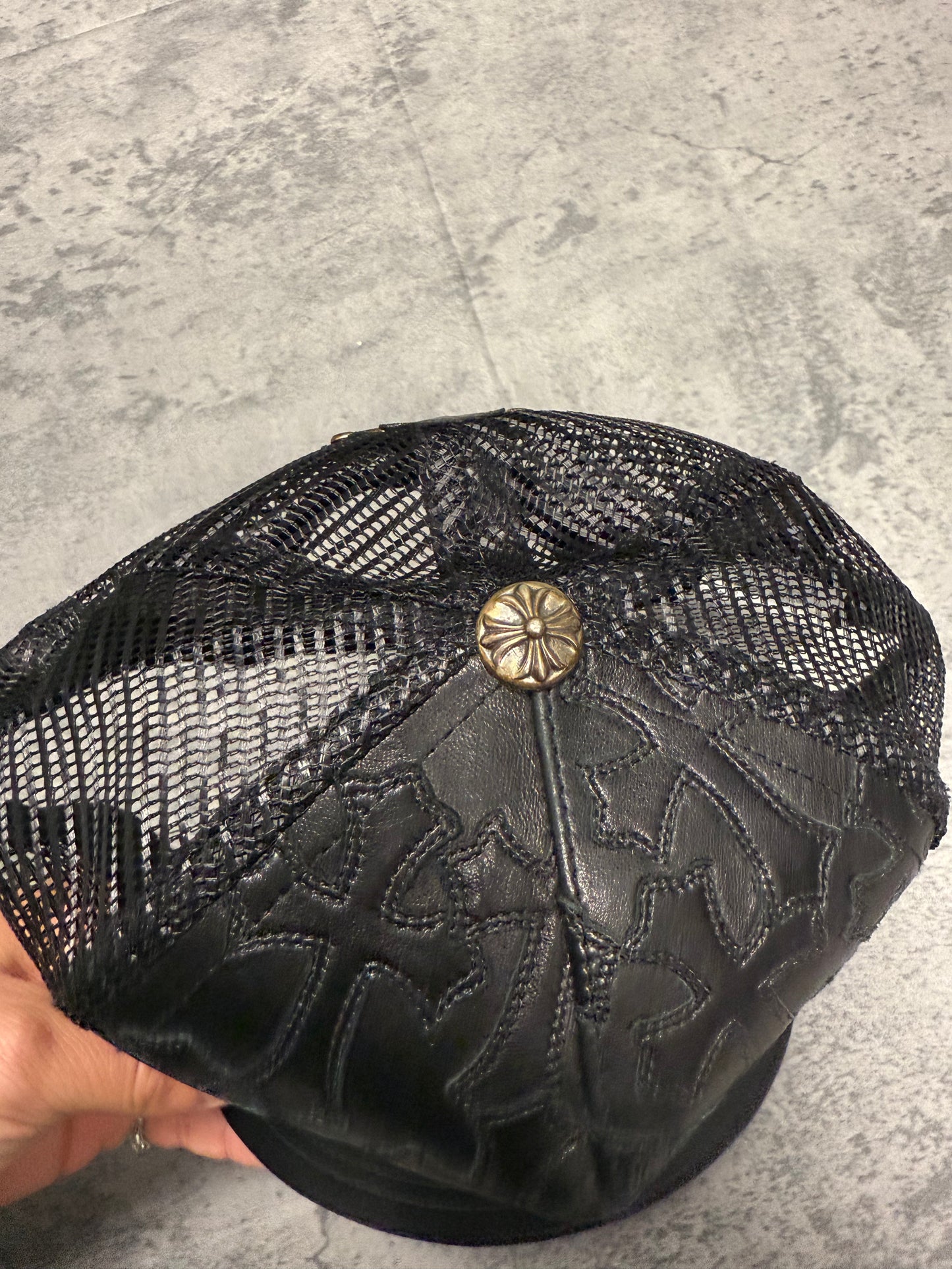 Chrome Hearts Leather Cross Patch Trucker Hat - OS