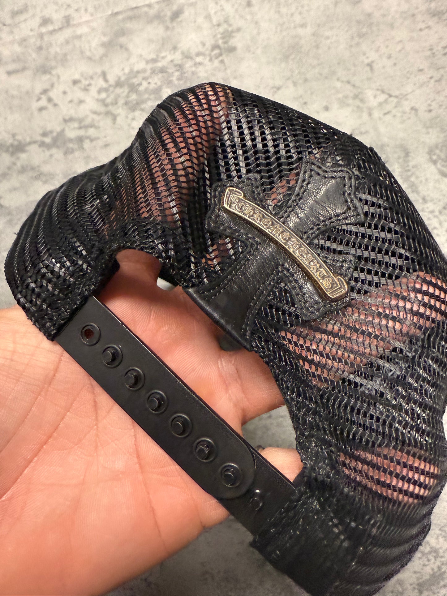 Chrome Hearts Leather Cross Patch Trucker Hat - OS