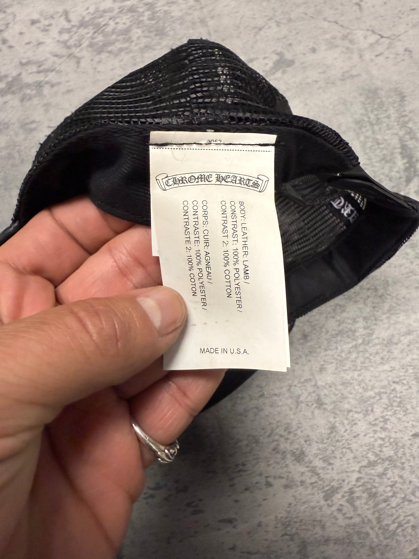 Chrome Hearts Leather Cross Patch Trucker Hat - OS