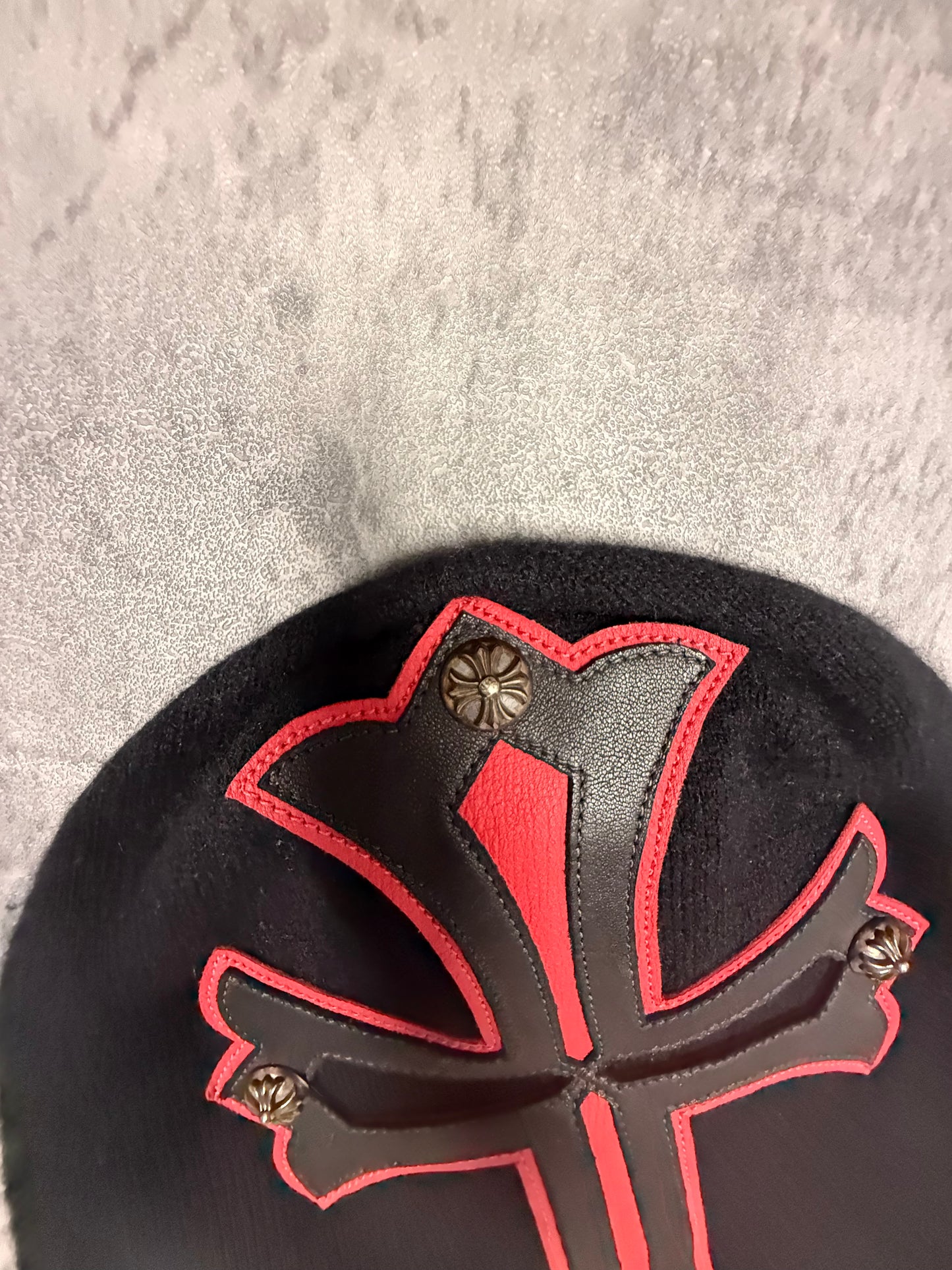 Chrome Hearts Leather Cross Cashmere Mask - OS