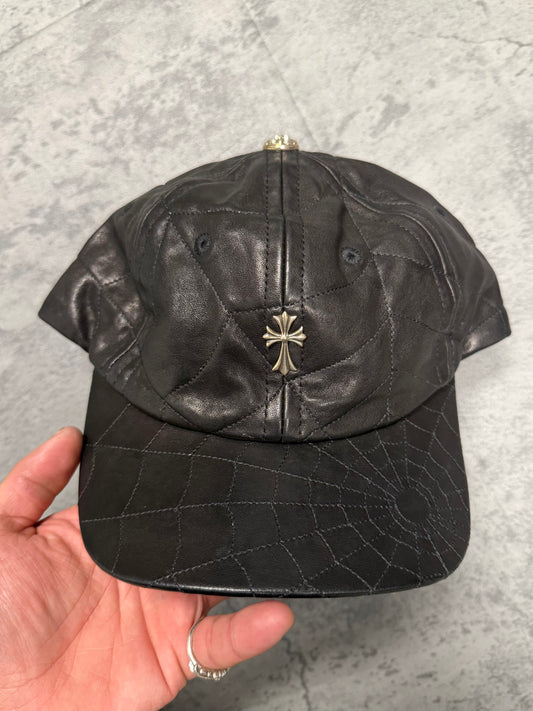 Chrome Hearts Cross Embellished Spiderweb Leather Hat - OS