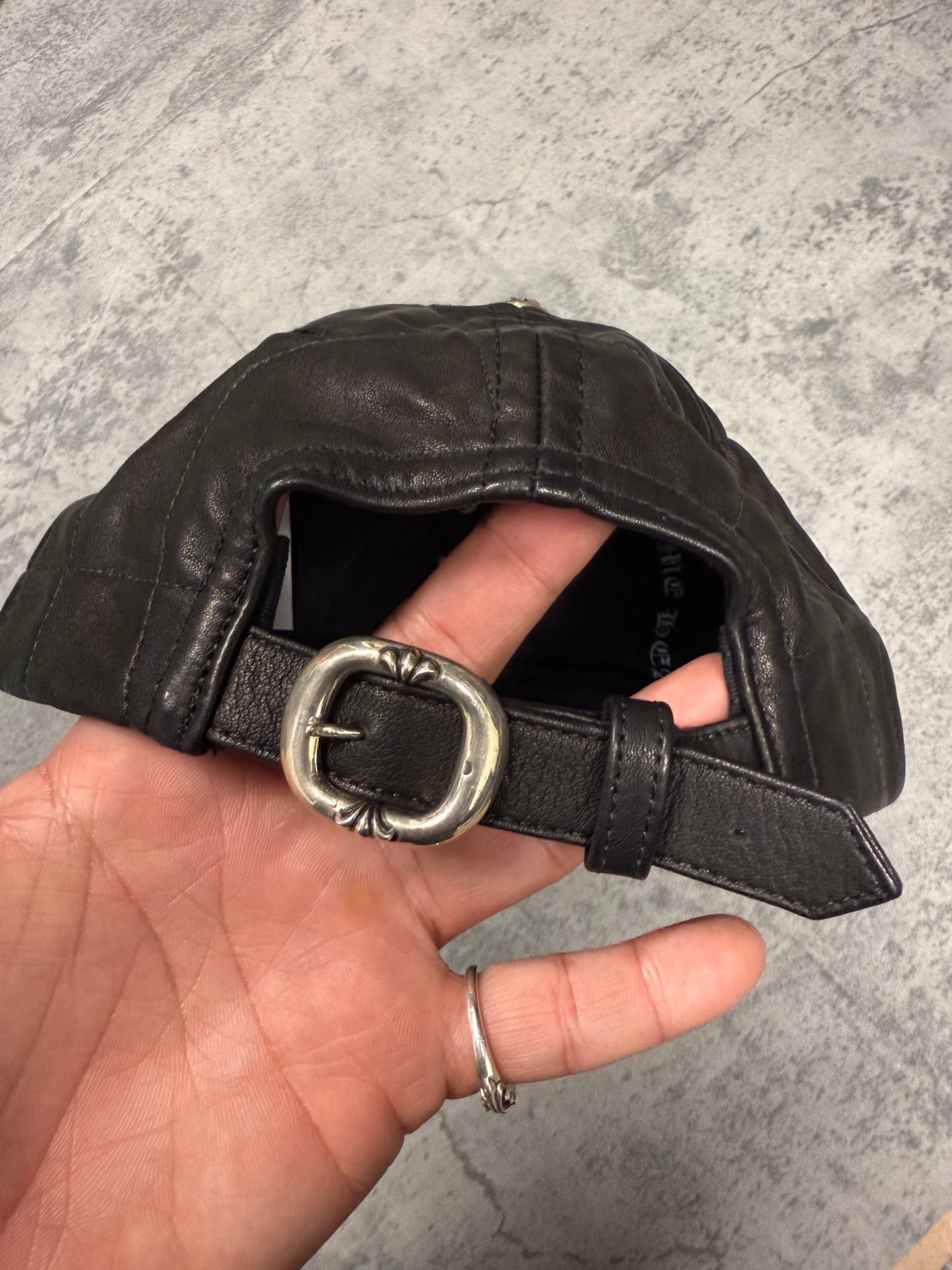 Chrome Hearts Cross Embellished Spiderweb Leather Hat - OS