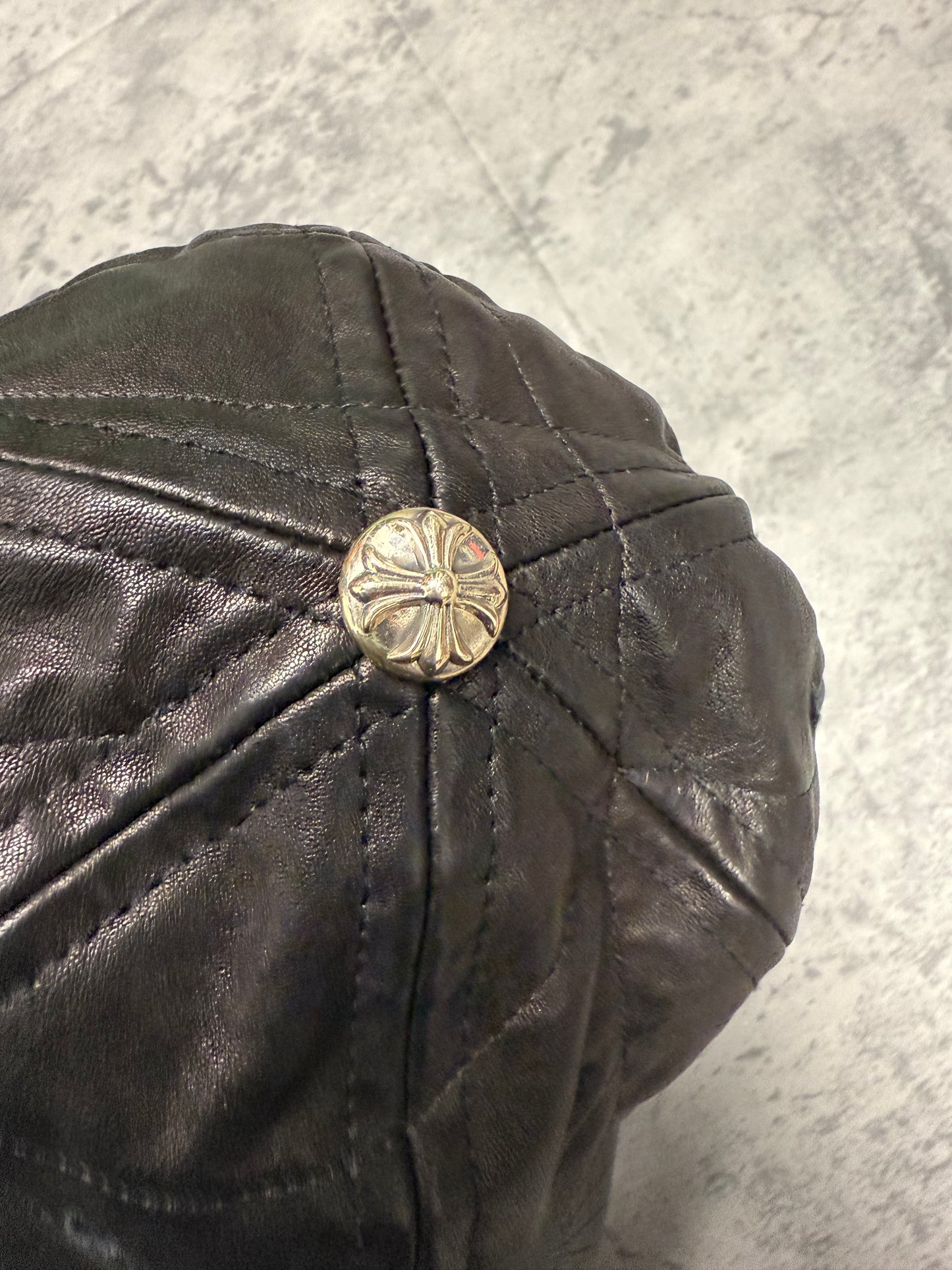 Chrome Hearts Cross Embellished Spiderweb Leather Hat - OS