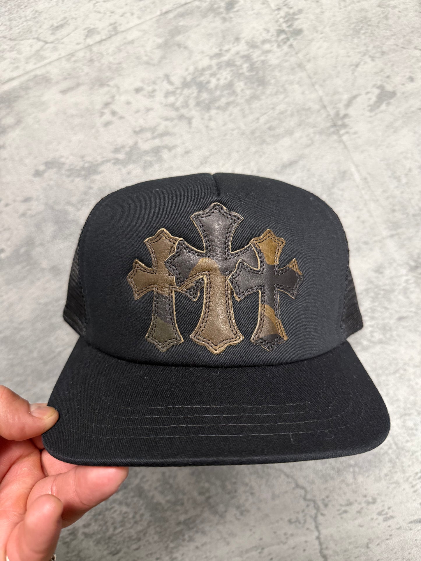 Chrome Hearts Camouflage Cemetery Cross Patch Trucker Hat - OS