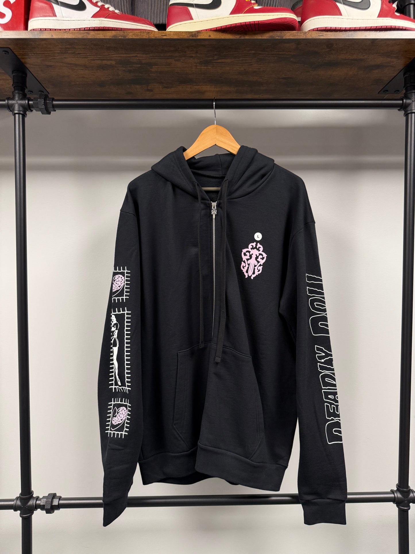 Chrome Hearts Deadly Doll Dagger Logo Zip Up Hoodie - L