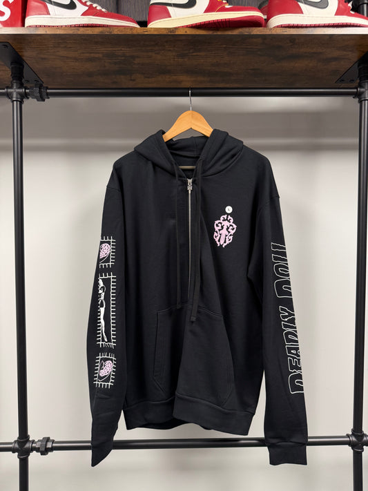 Chrome Hearts Deadly Doll Dagger Logo Zip Up Hoodie - L