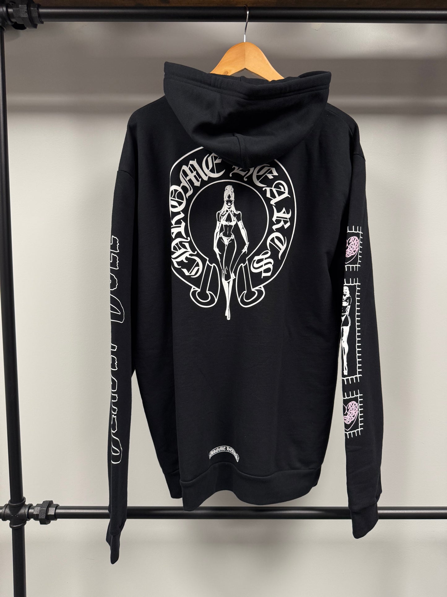 Chrome Hearts Deadly Doll Dagger Logo Zip Up Hoodie - L