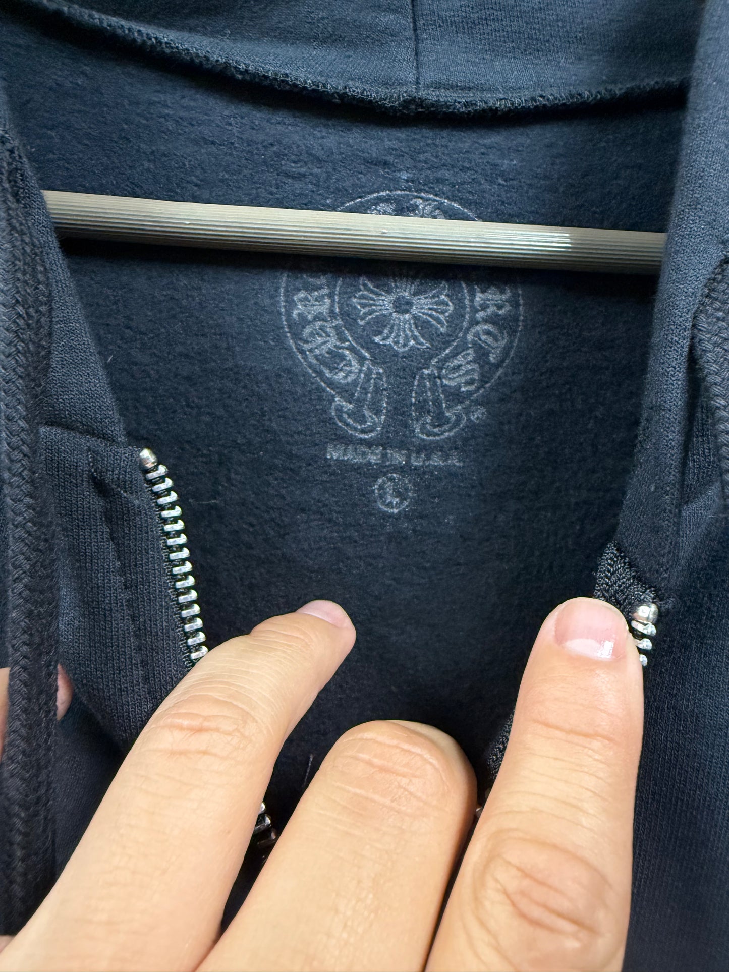 Chrome Hearts Deadly Doll Dagger Logo Zip Up Hoodie - L