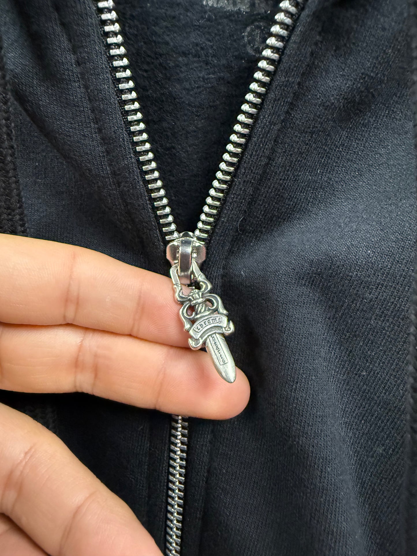 Chrome Hearts Deadly Doll Dagger Logo Zip Up Hoodie - L