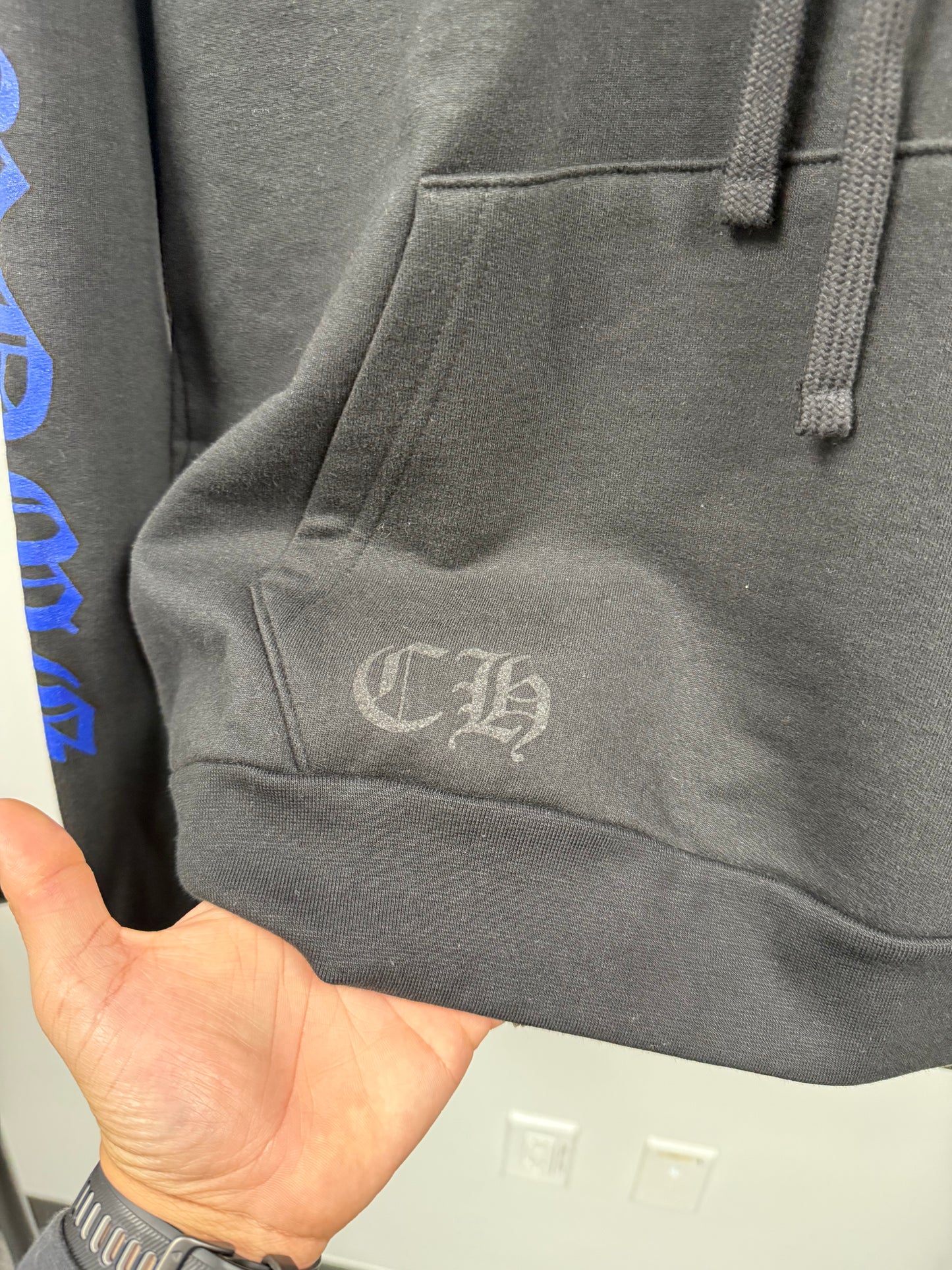 Chrome Hearts Vertical Logo Hoodie Black/Blue - M