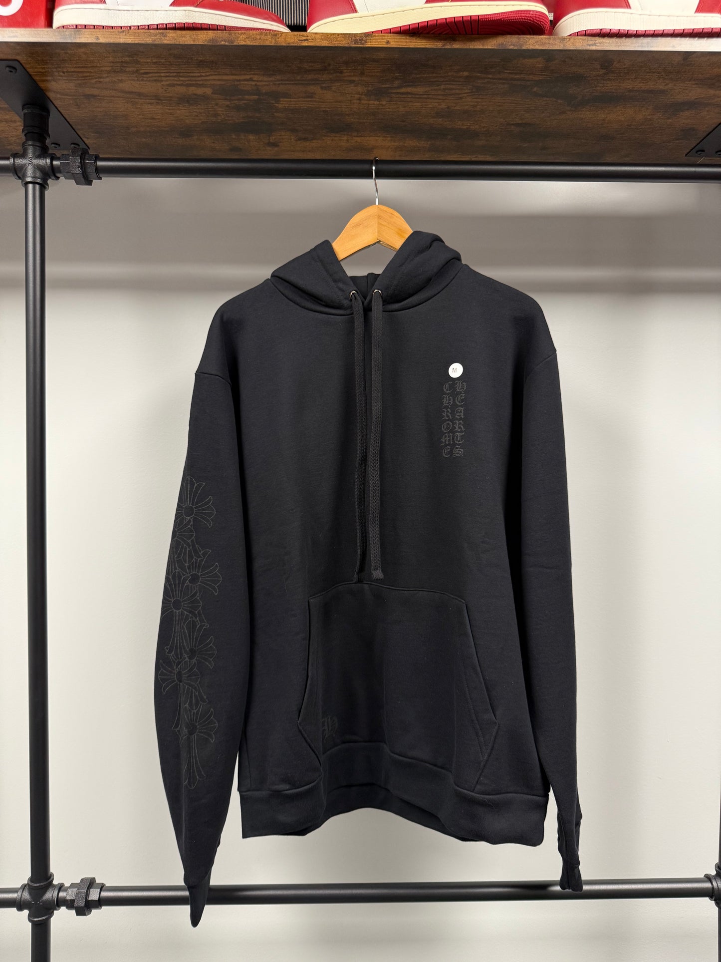 Chrome Hearts Miami Exclusive Cemetery Vertical Logo Hoodie Black - M