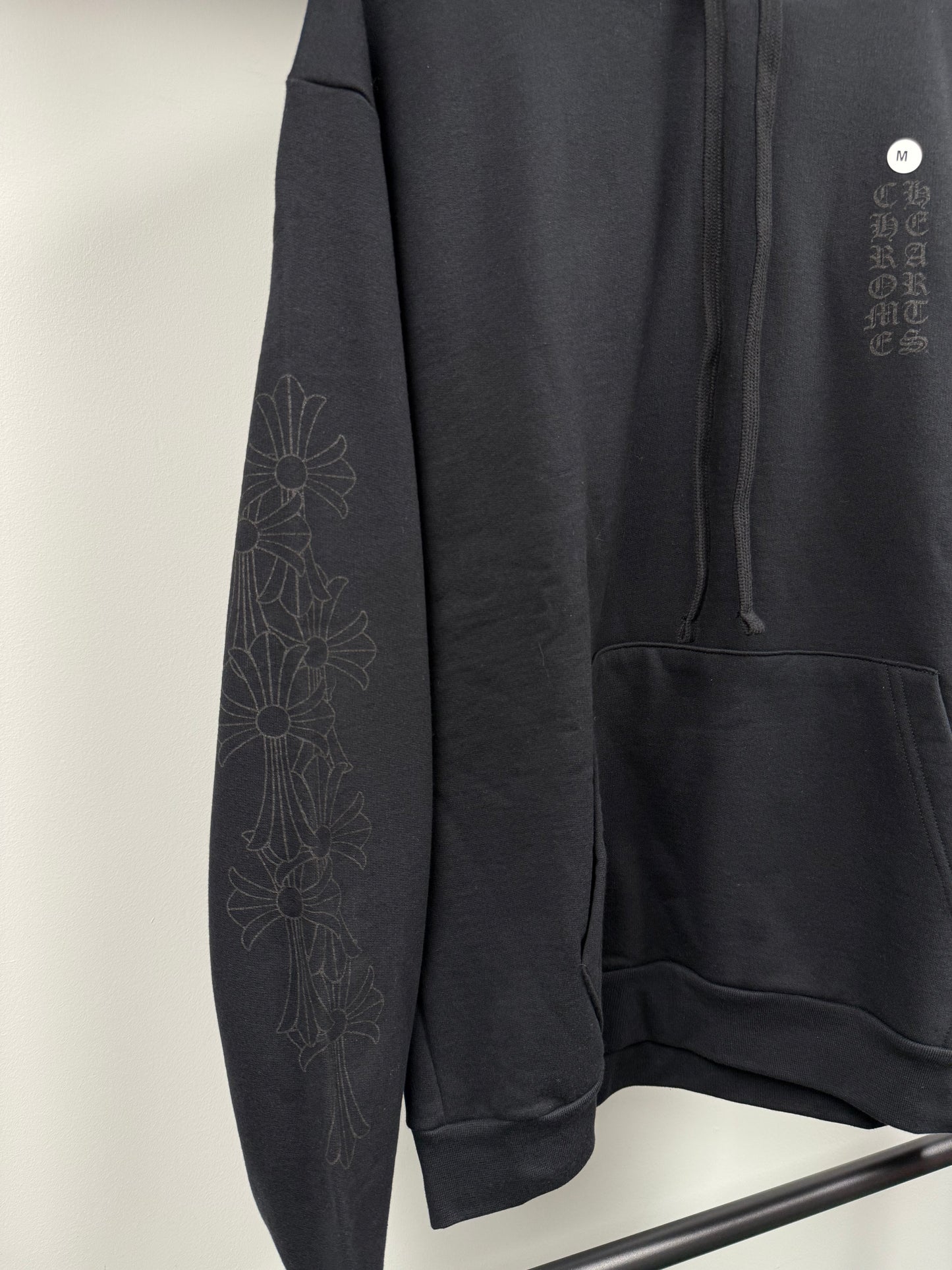 Chrome Hearts Miami Exclusive Cemetery Vertical Logo Hoodie Black - M