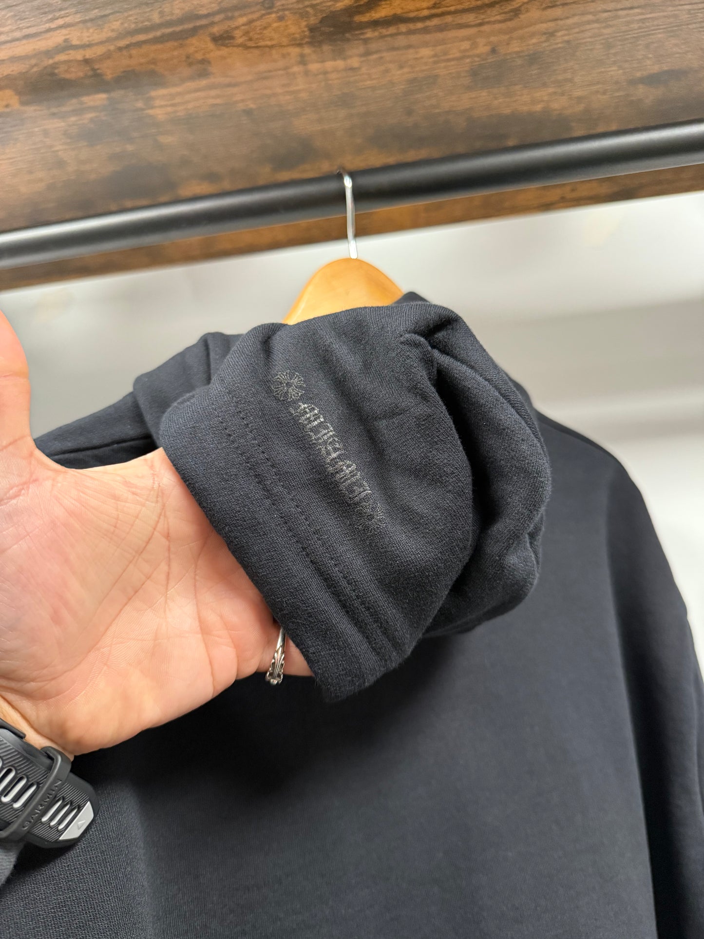 Chrome Hearts Miami Exclusive Cemetery Vertical Logo Hoodie Black - M