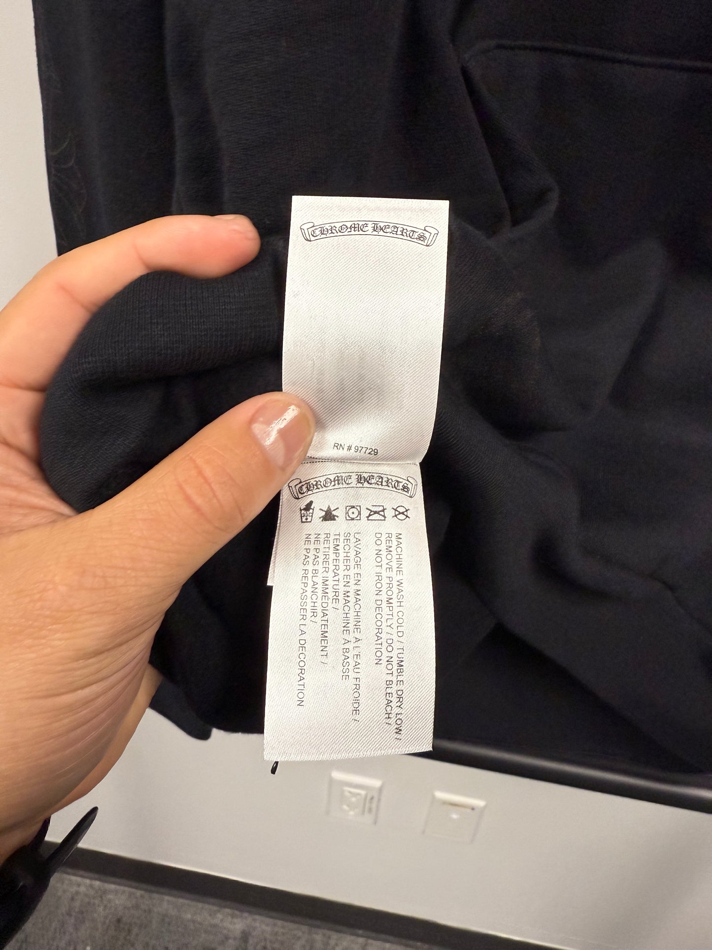 Chrome Hearts Miami Exclusive Cemetery Vertical Logo Hoodie Black - M