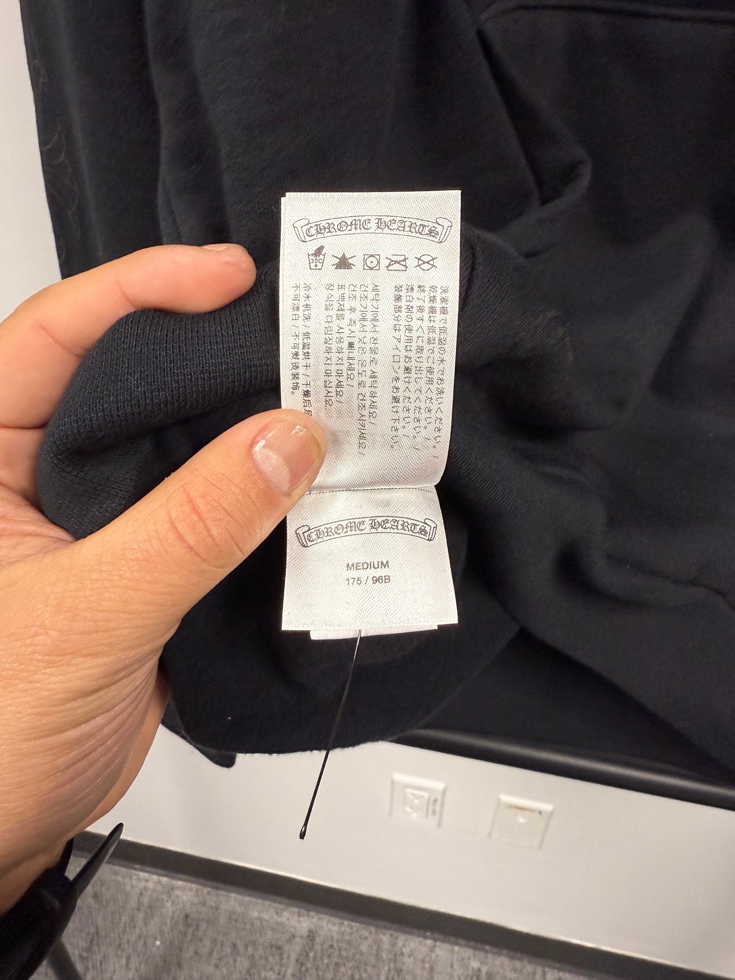 Chrome Hearts Miami Exclusive Cemetery Vertical Logo Hoodie Black - M