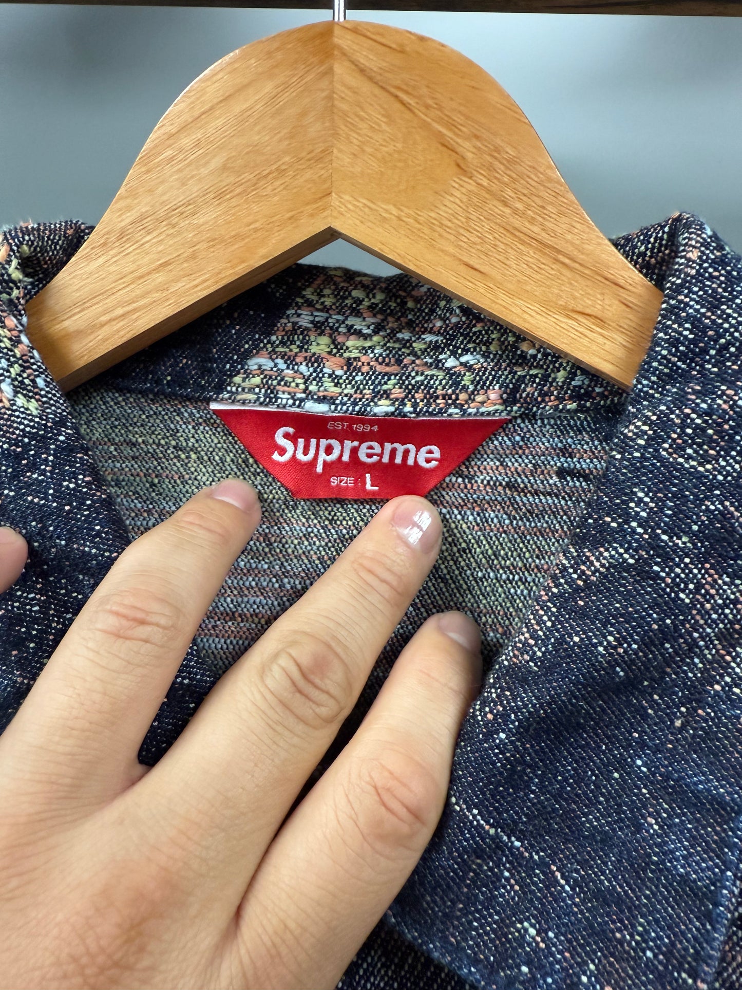 Supreme Archive Denim Jacquard Jacket - L