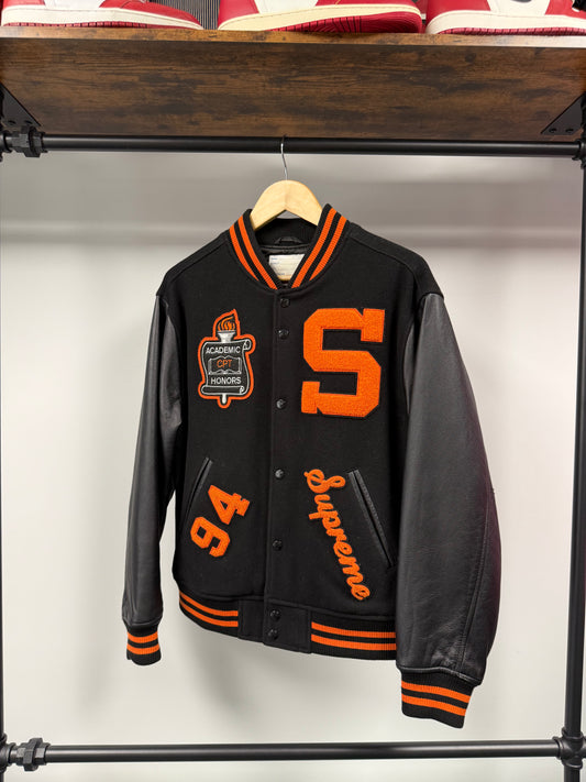 Supreme Team Varsity Jacket - Black/Orange - M
