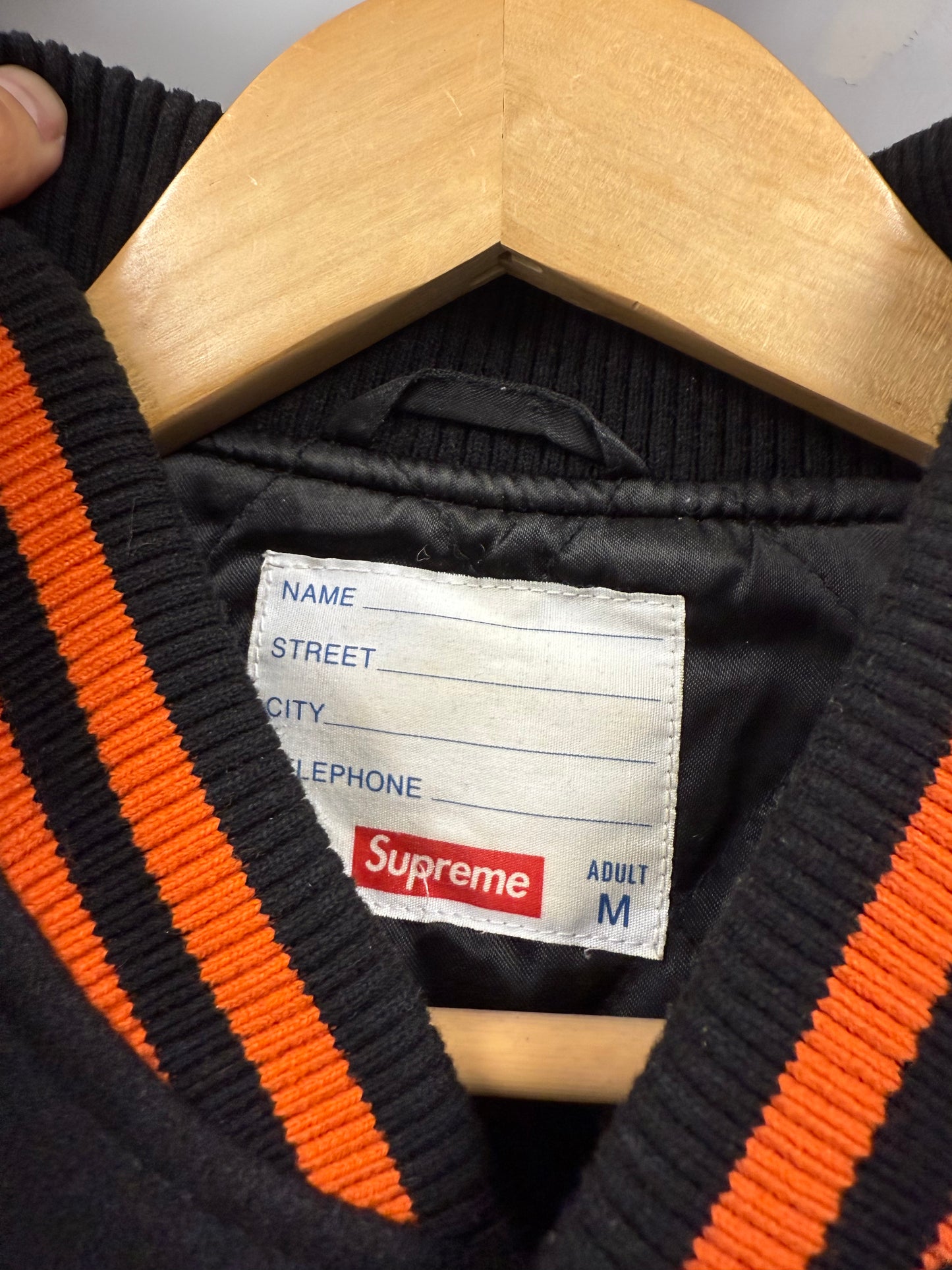 Supreme Team Varsity Jacket - Black/Orange - M
