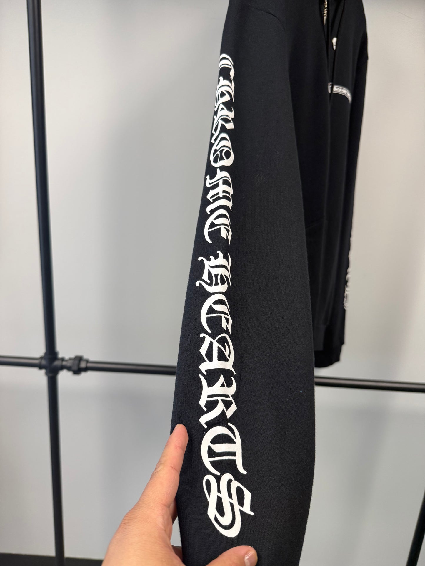 Chrome Hearts Scroll Logo Zip Up Hoodie - L
