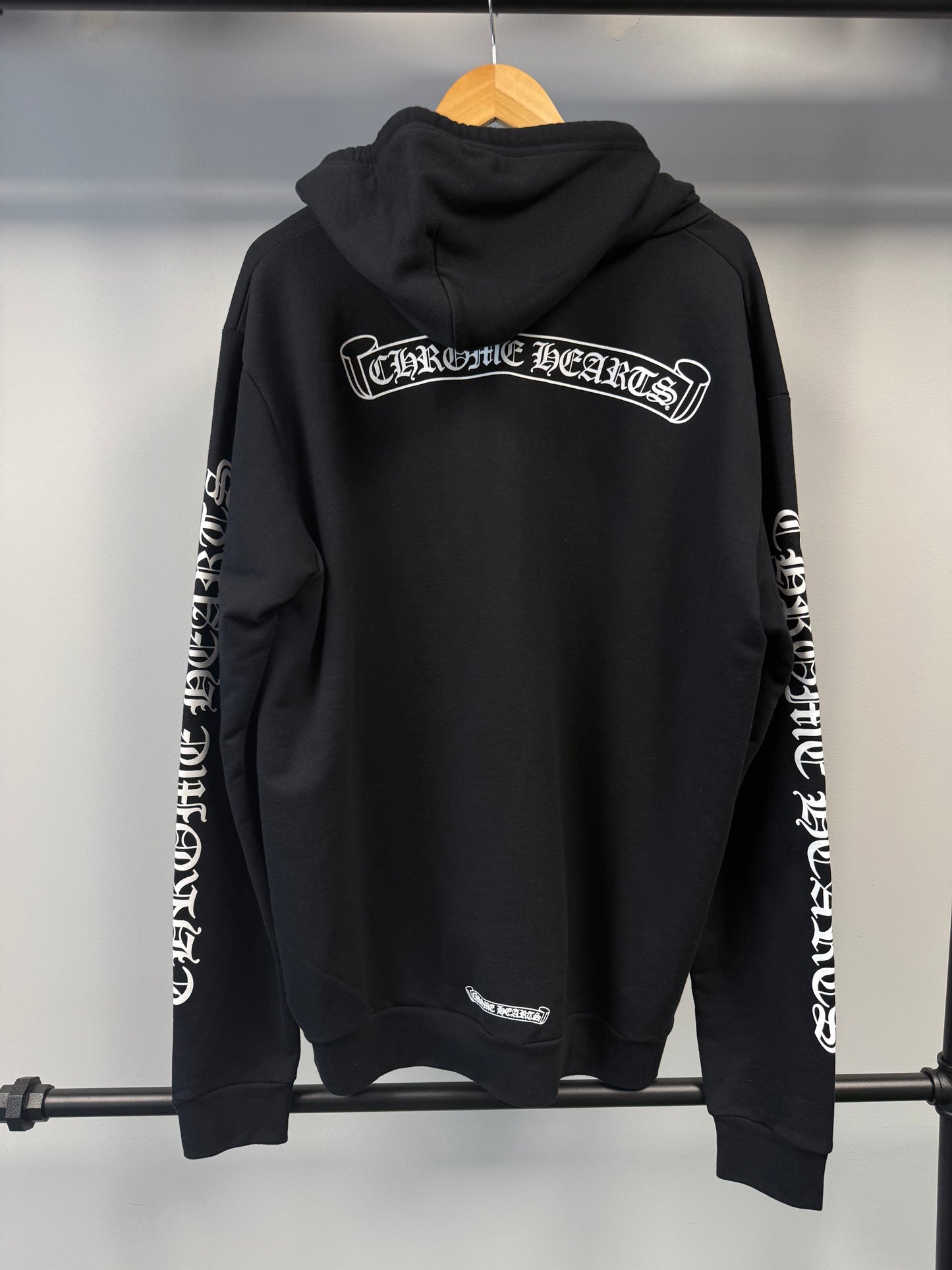 Chrome Hearts Scroll Logo Zip Up Hoodie - L