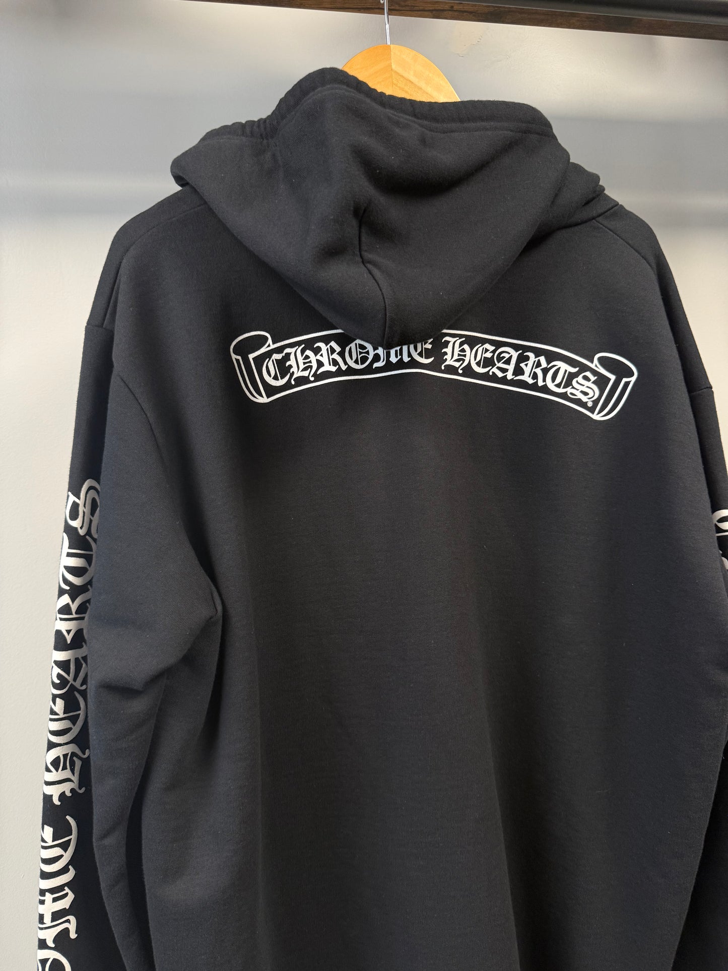 Chrome Hearts Scroll Logo Zip Up Hoodie - L