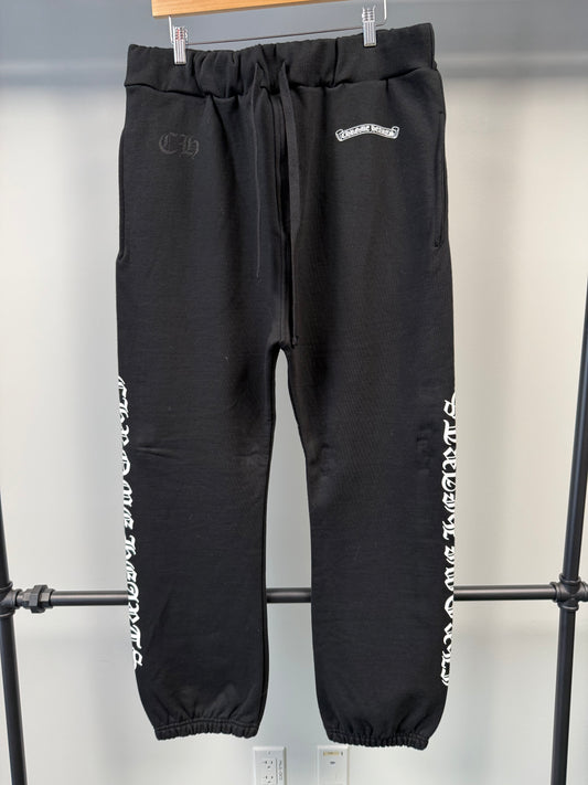 Chrome Hearts Scroll Logo Script Sweatpants Black - L