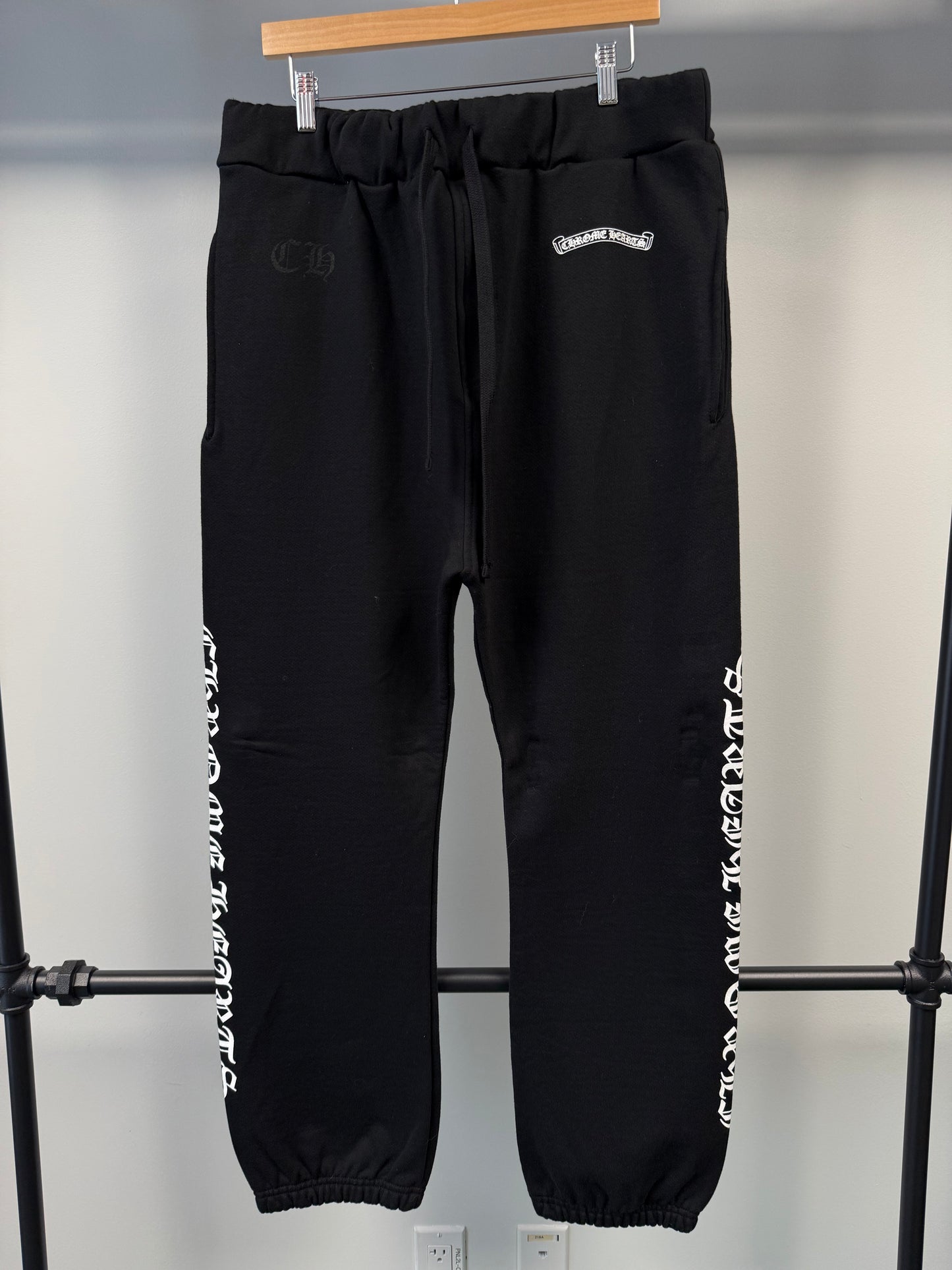 Chrome Hearts Scroll Logo Script Sweatpants Black - L